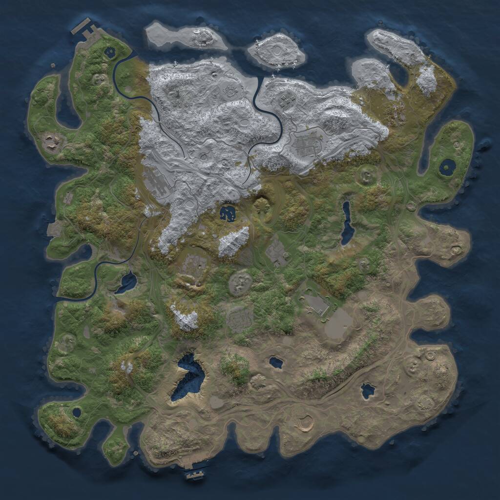Rust Map: Procedural Map, Size: 4500, Seed: 2057869980, 17 Monuments