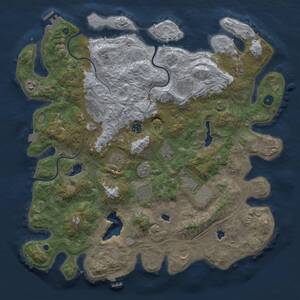 Thumbnail Rust Map: Procedural Map, Size: 4500, Seed: 2057869980, 17 Monuments