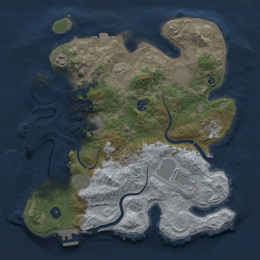 Rust Map: Procedural Map, Size: 3500, Seed: 145196819, 14 Monuments