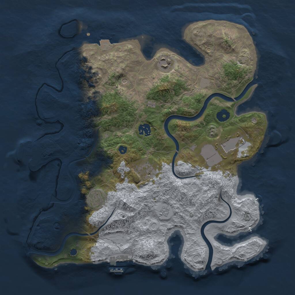 Rust Map: Procedural Map, Size: 3500, Seed: 145196819, 11 Monuments