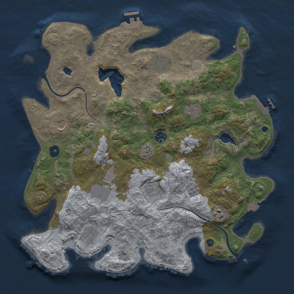 Rust Map: Procedural Map, Size: 4000, Seed: 358425929, 16 Monuments