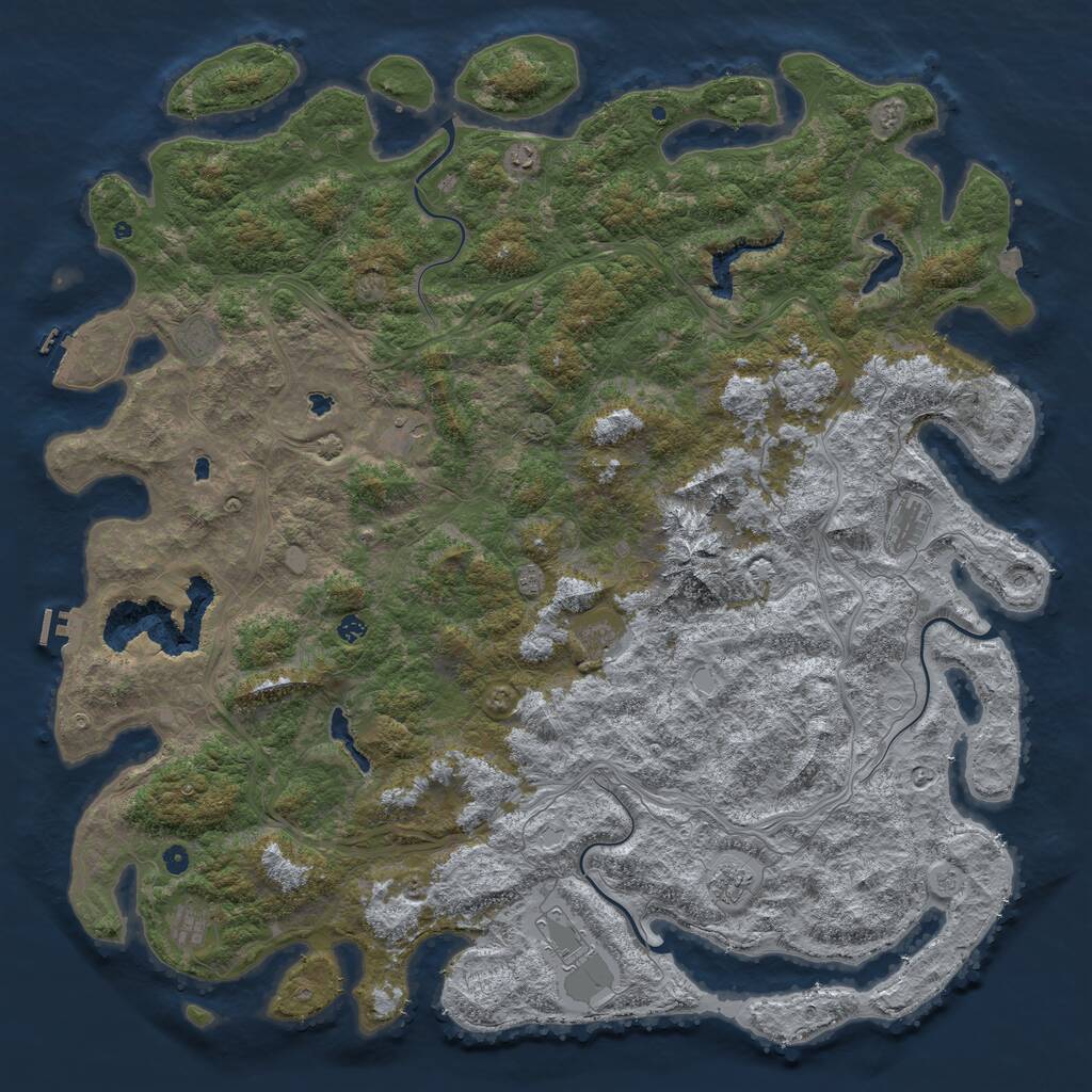 Rust Map: Procedural Map, Size: 6000, Seed: 177620775, 16 Monuments