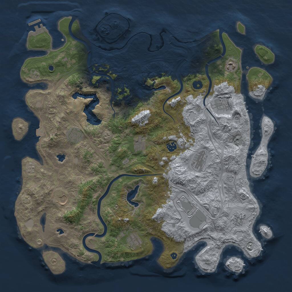 Rust Map: Procedural Map, Size: 4550, Seed: 58296979, 16 Monuments