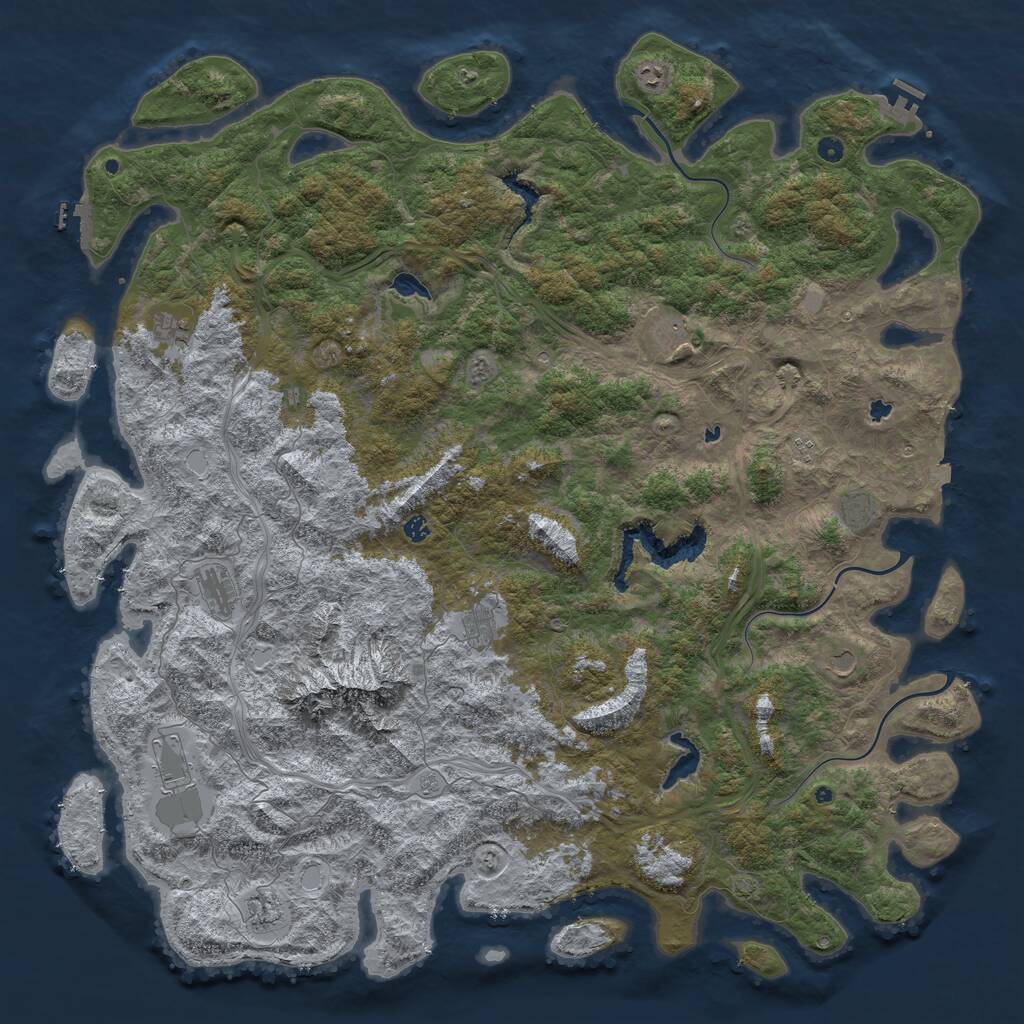Rust Map: Procedural Map, Size: 6000, Seed: 1236549870, 17 Monuments