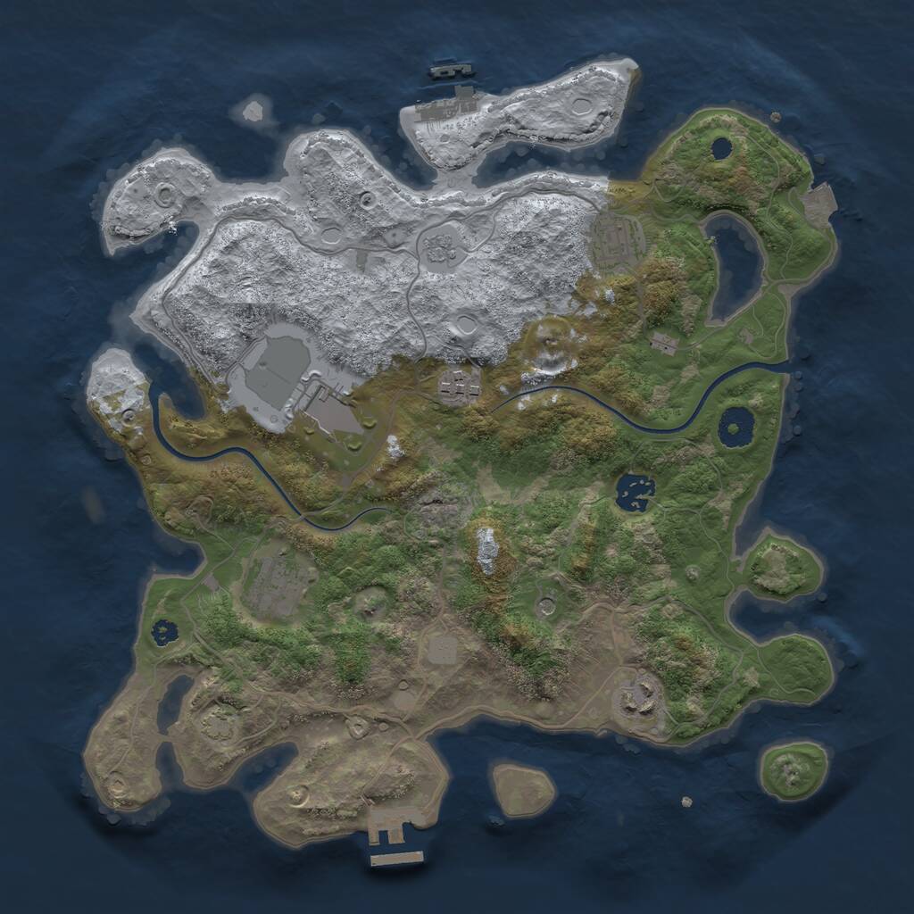 Rust Map: Procedural Map, Size: 3500, Seed: 1418923944, 12 Monuments