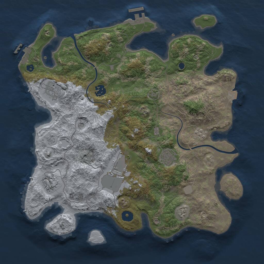 Rust Map: Procedural Map, Size: 3500, Seed: 1928351660, 12 Monuments