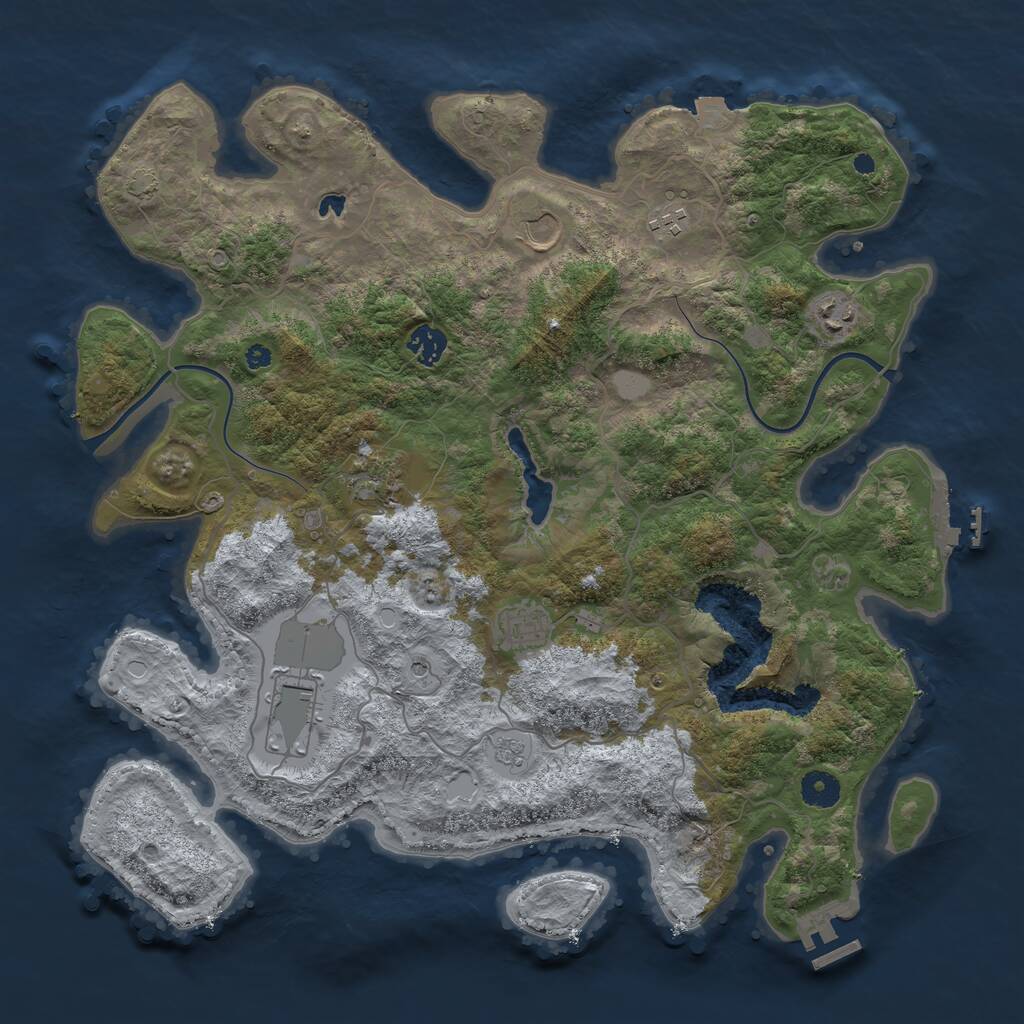 Rust Map: Procedural Map, Size: 4000, Seed: 451818717, 13 Monuments