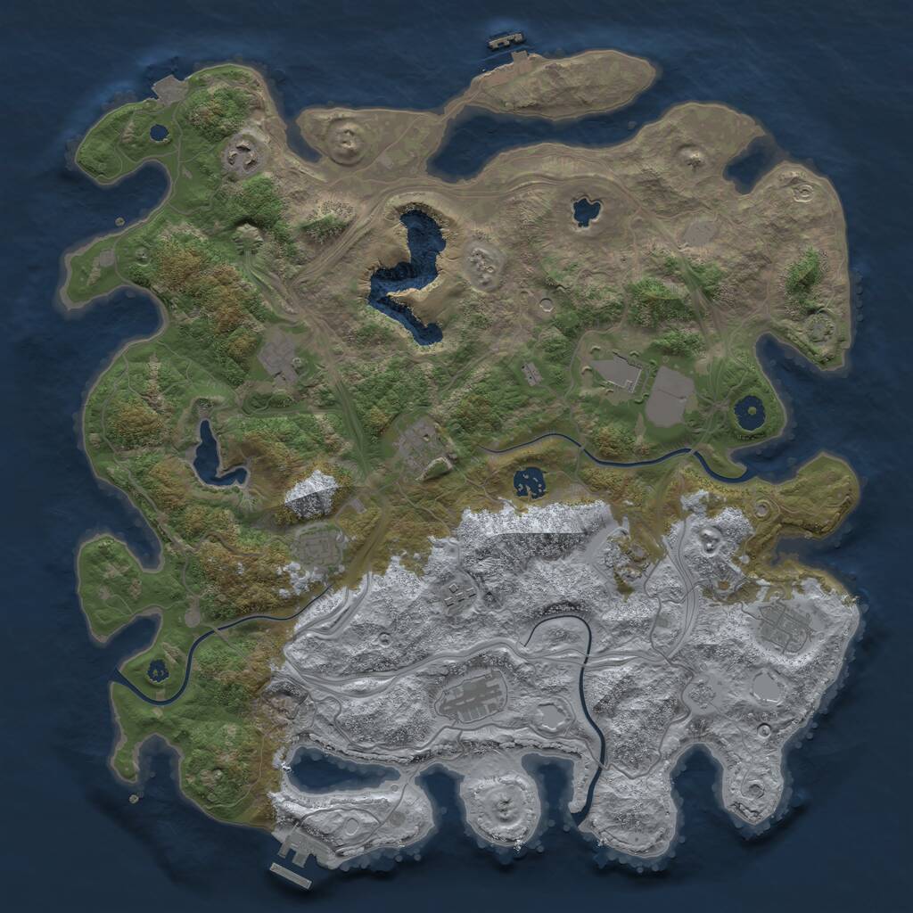 Rust Map: Procedural Map, Size: 4250, Seed: 501129120, 16 Monuments
