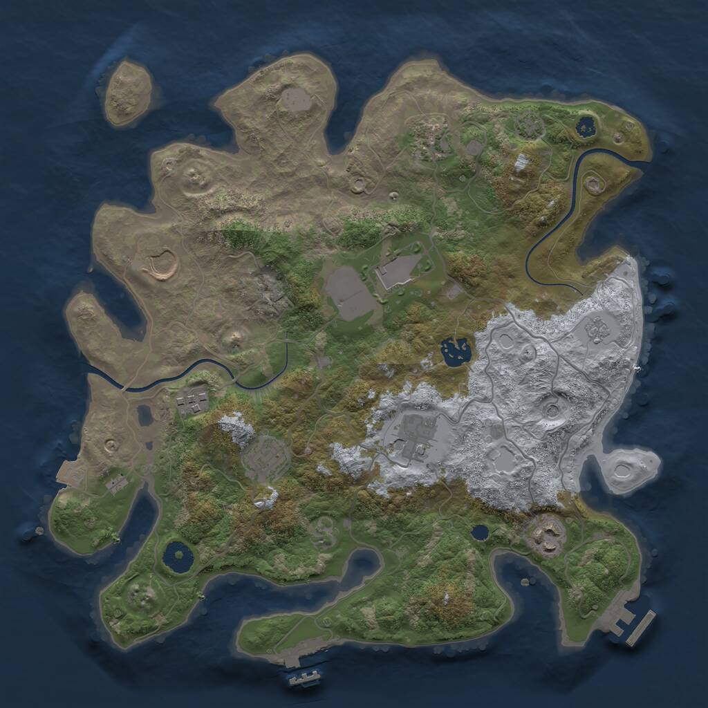 Rust Map: Procedural Map, Size: 3500, Seed: 53768, 14 Monuments