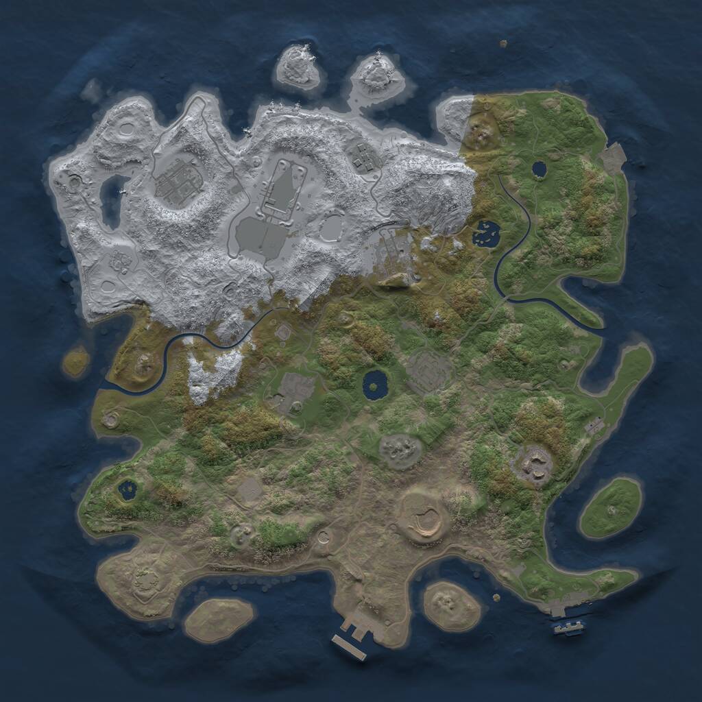 Rust Map: Procedural Map, Size: 3750, Seed: 1046615251, 15 Monuments