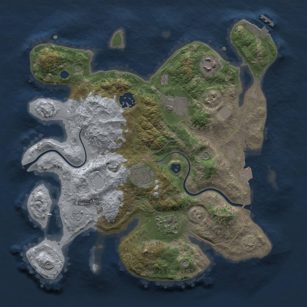 Rust Map: Procedural Map, Size: 3000, Seed: 115130935, 10 Monuments