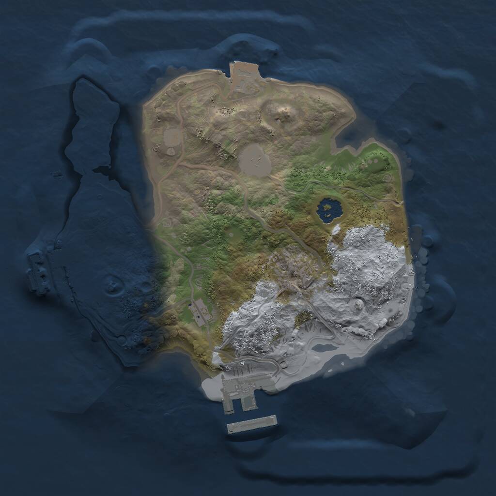 Rust Map: Procedural Map, Size: 2000, Seed: 55655, 3 Monuments