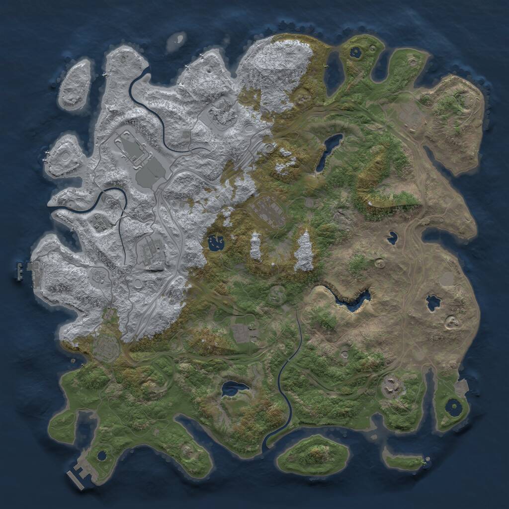 Rust Map: Procedural Map, Size: 4500, Seed: 1012030149, 16 Monuments