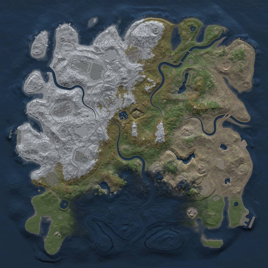 Rust Map: Procedural Map, Size: 4500, Seed: 1012030149, 17 Monuments