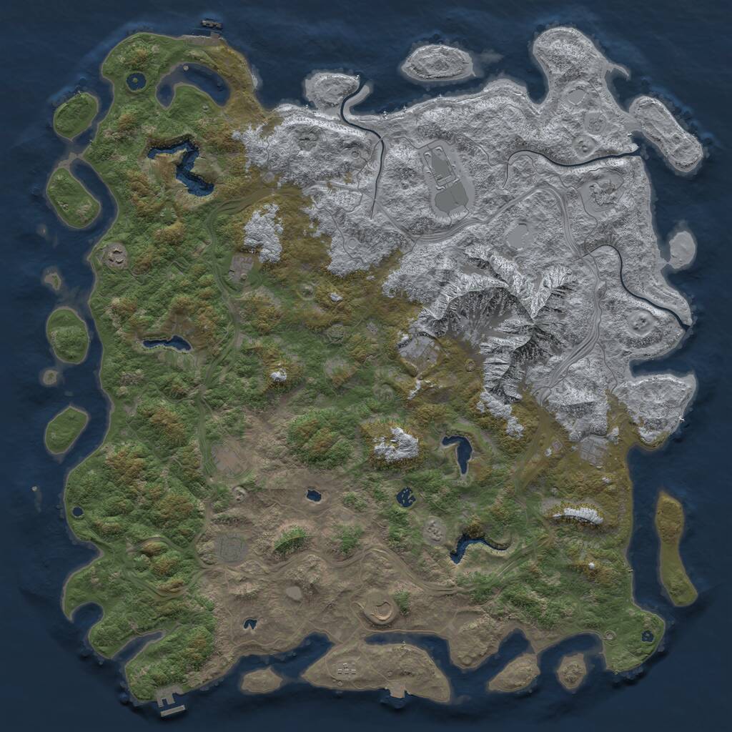 Rust Map: Procedural Map, Size: 6000, Seed: 432159232, 17 Monuments