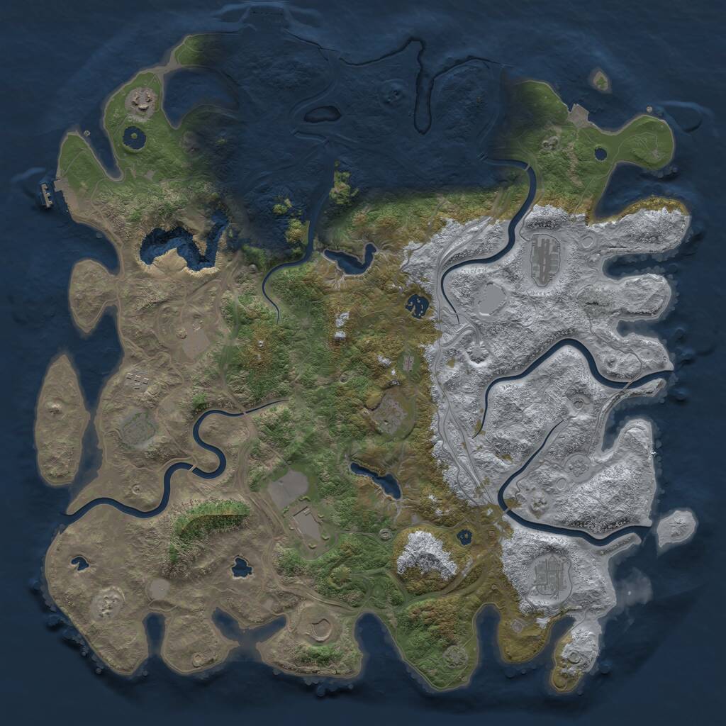 Rust Map: Procedural Map, Size: 4800, Seed: 829509924, 16 Monuments