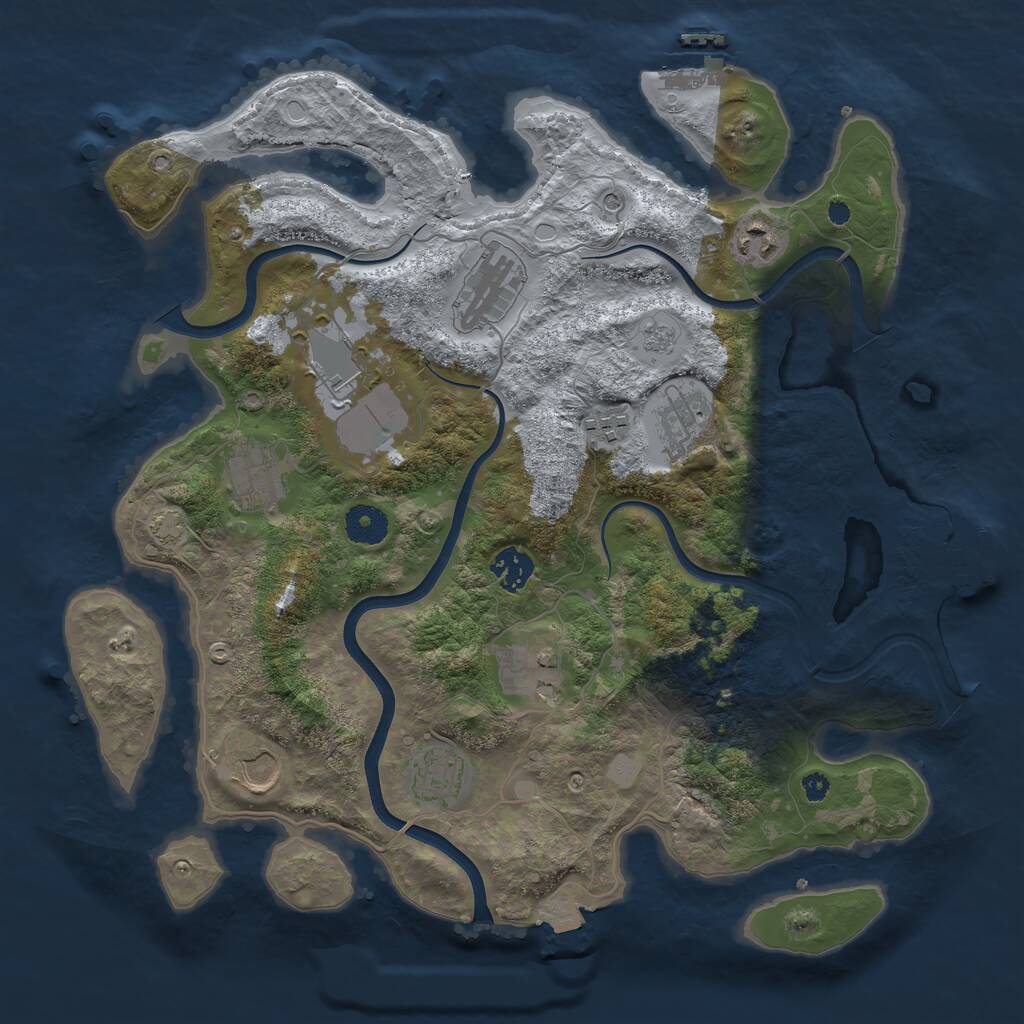 Rust Map: Procedural Map, Size: 3700, Seed: 994327403, 16 Monuments