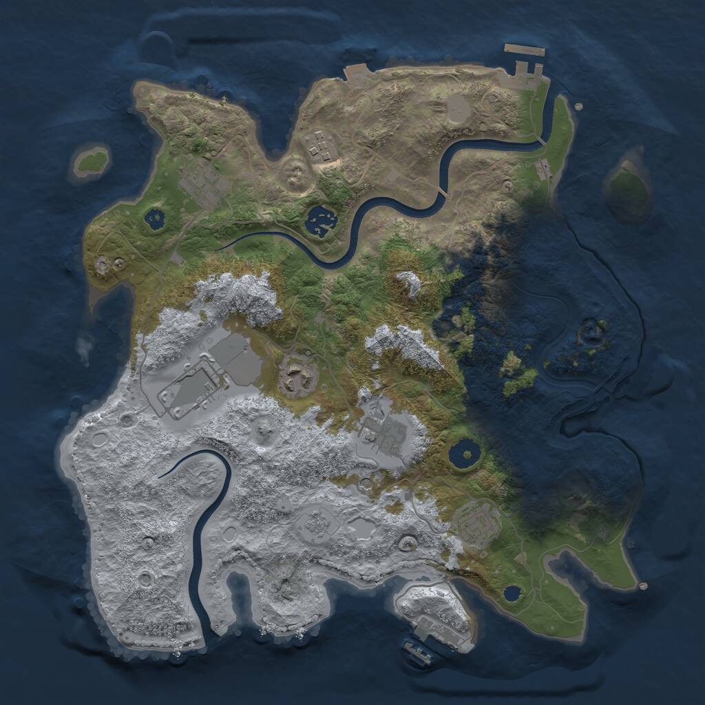 Rust Map: Procedural Map, Size: 3500, Seed: 426939441, 13 Monuments