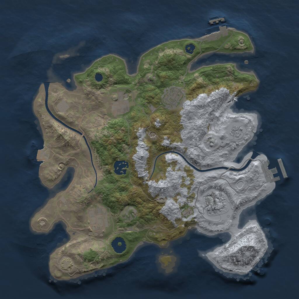 Rust Map: Procedural Map, Size: 3000, Seed: 252525, 11 Monuments