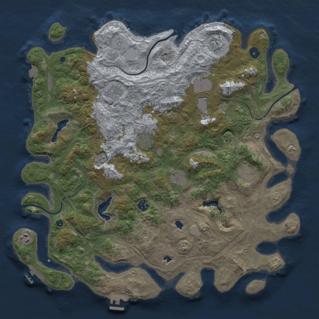 Rust Map: Procedural Map, Size: 4500, Seed: 214719085, 15 Monuments