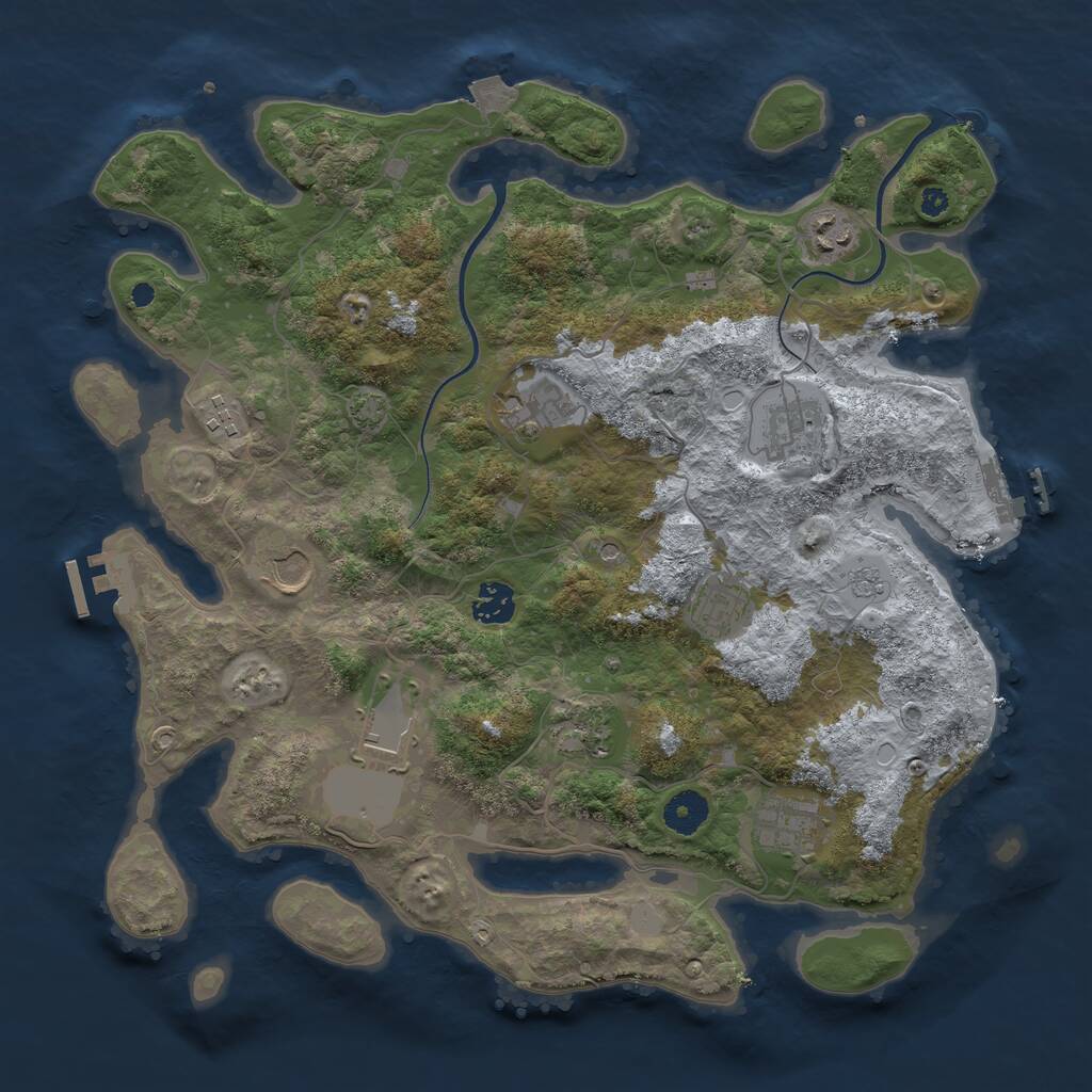 Rust Map: Procedural Map, Size: 3800, Seed: 6589247, 16 Monuments