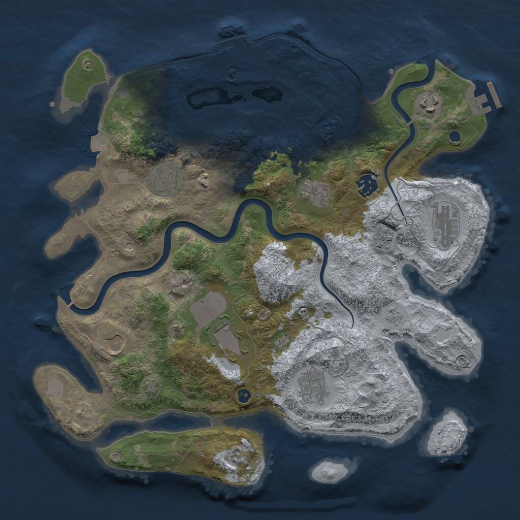 Rust Map: Procedural Map, Size: 3750, Seed: 1835104351, 15 Monuments