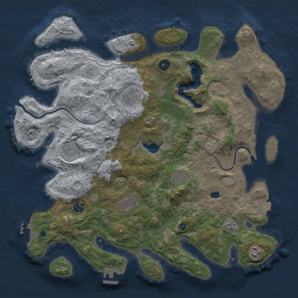 Rust Map: Procedural Map, Size: 4000, Seed: 552688183, 13 Monuments