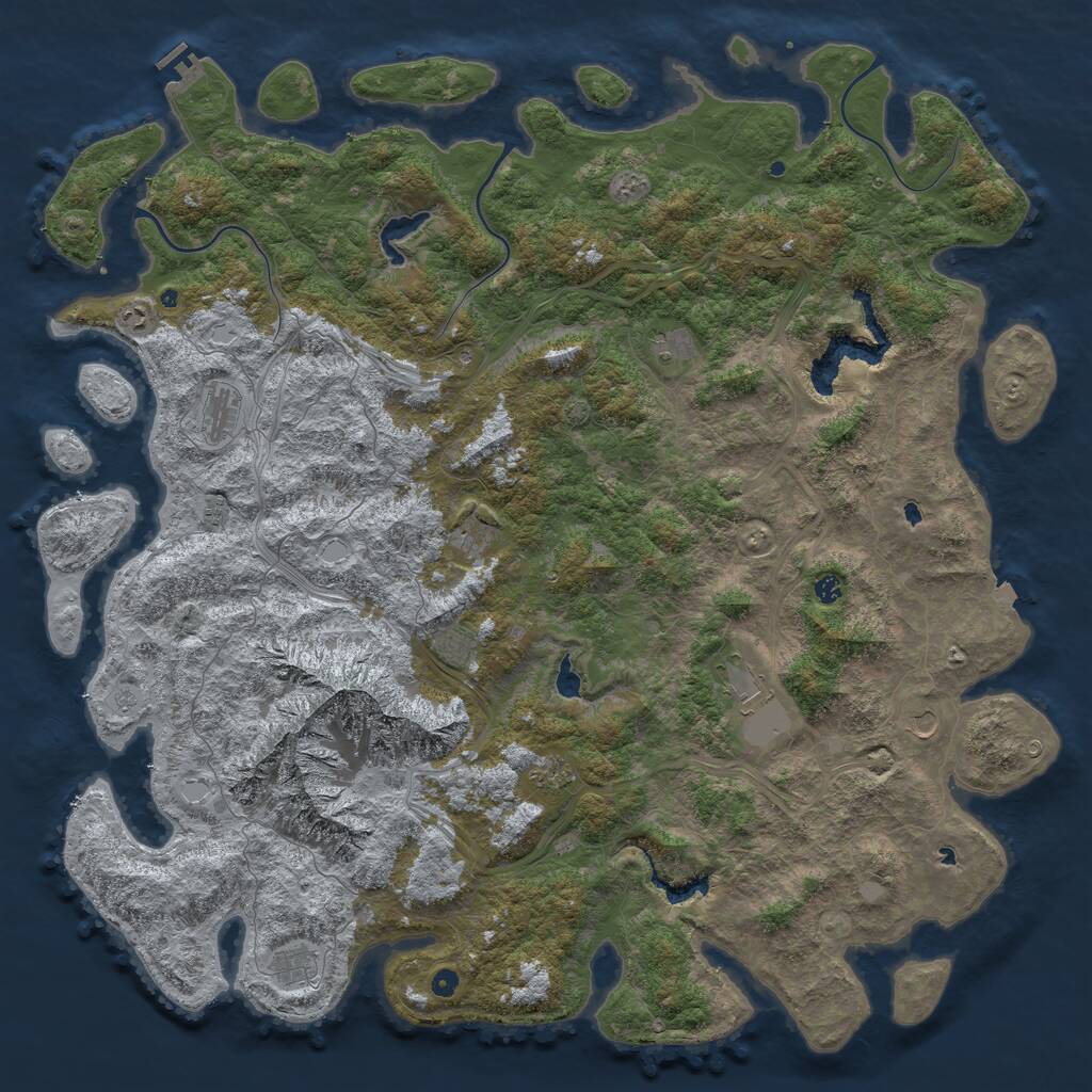 Rust Map: Procedural Map, Size: 6000, Seed: 839763025, 16 Monuments