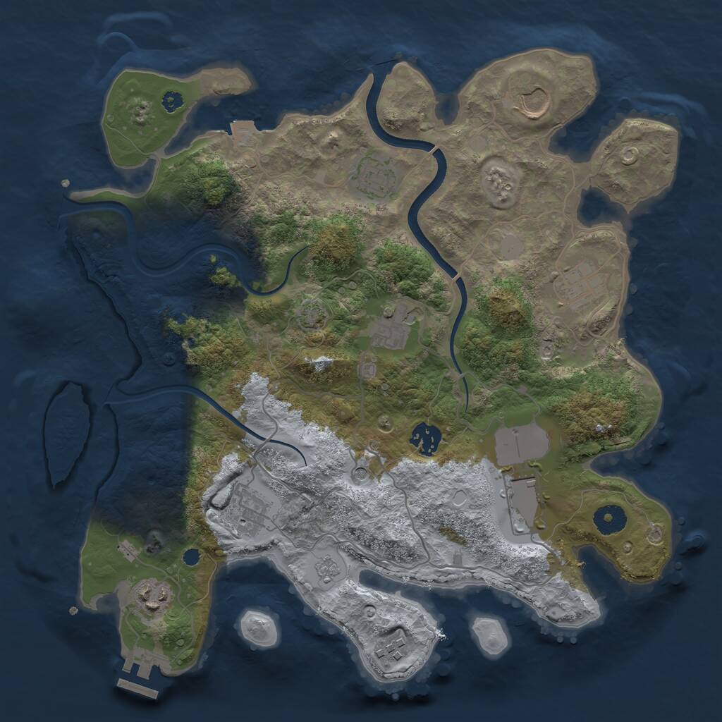 Rust Map: Procedural Map, Size: 3500, Seed: 1424970668, 14 Monuments