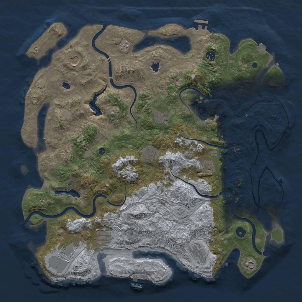 Rust Map: Procedural Map, Size: 4500, Seed: 752231206, 17 Monuments