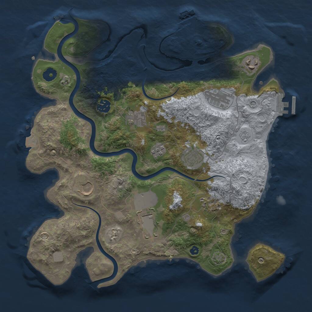 Rust Map: Procedural Map, Size: 3500, Seed: 821845905, 15 Monuments