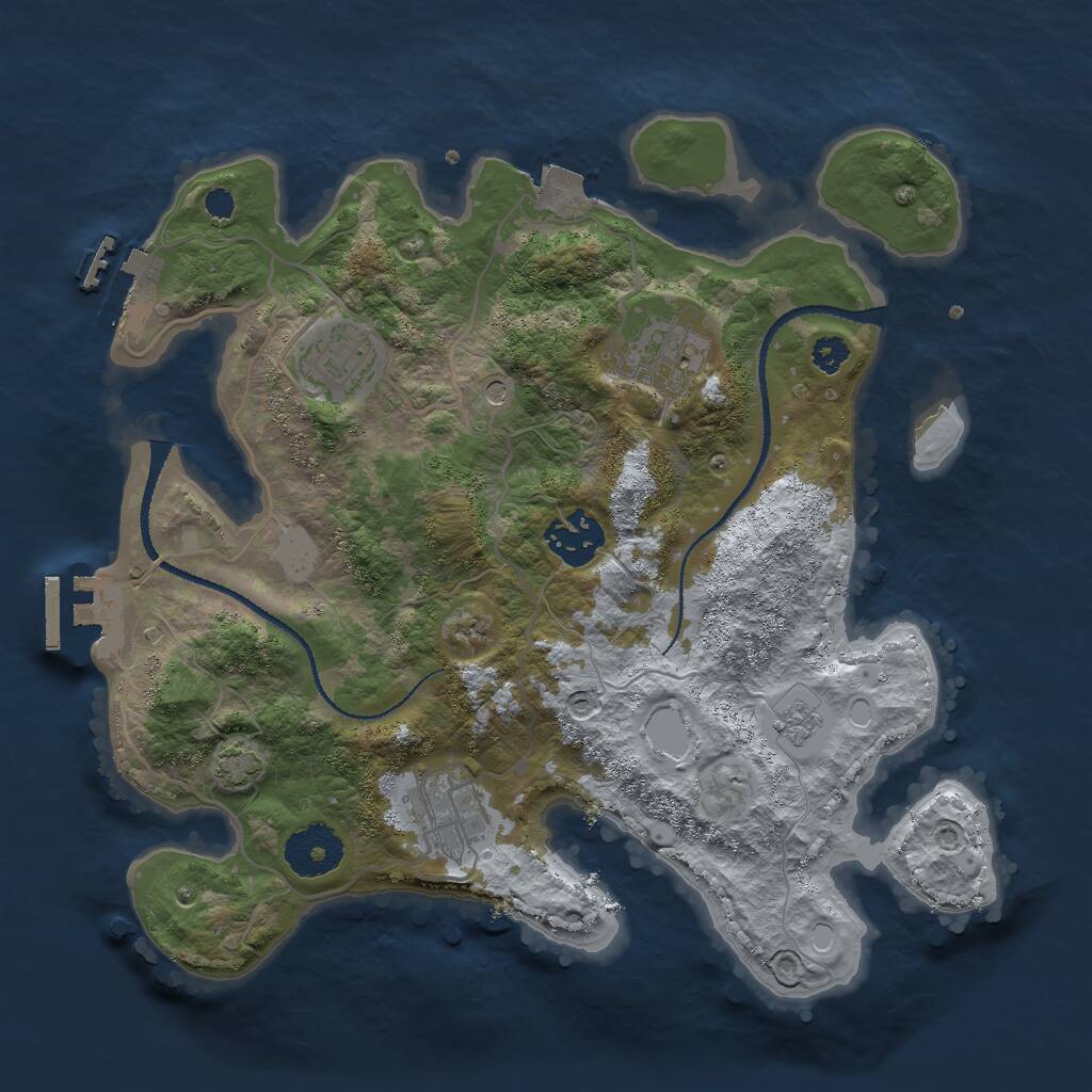 Rust Map: Procedural Map, Size: 3000, Seed: 393015697, 10 Monuments