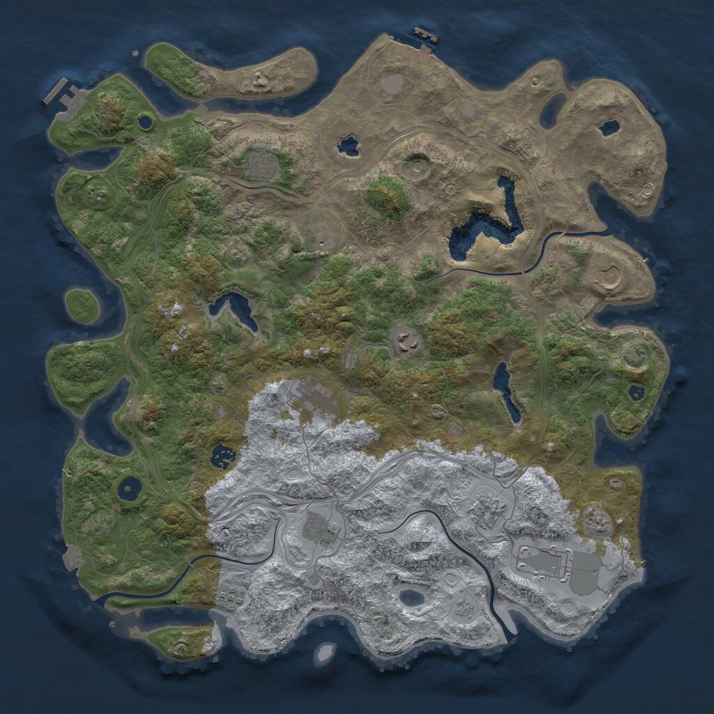 Rust Map: Procedural Map, Size: 4500, Seed: 45965263, 16 Monuments