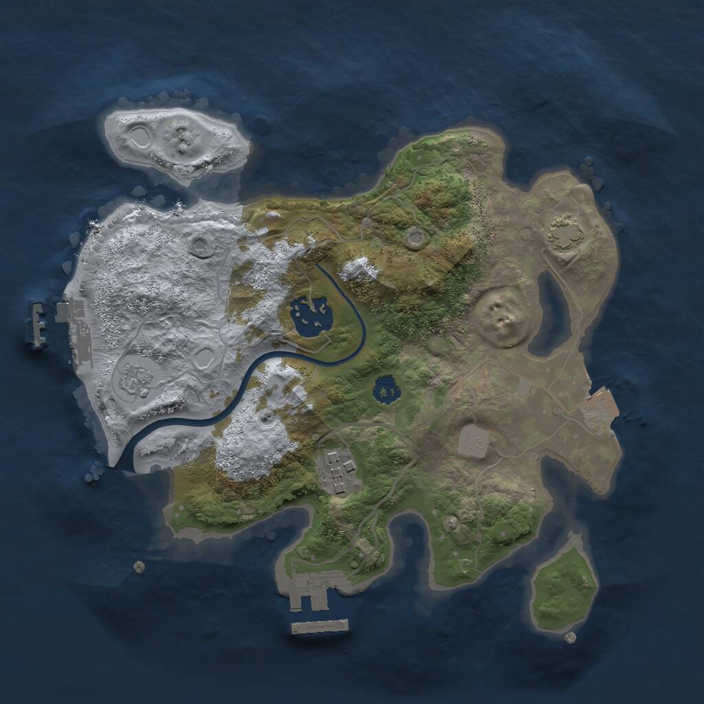 Rust Map: Procedural Map, Size: 2496, Seed: 419186591, 7 Monuments