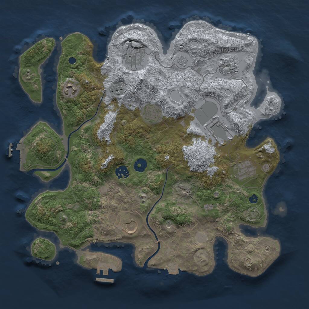 Rust Map: Procedural Map, Size: 3500, Seed: 1244111626, 15 Monuments
