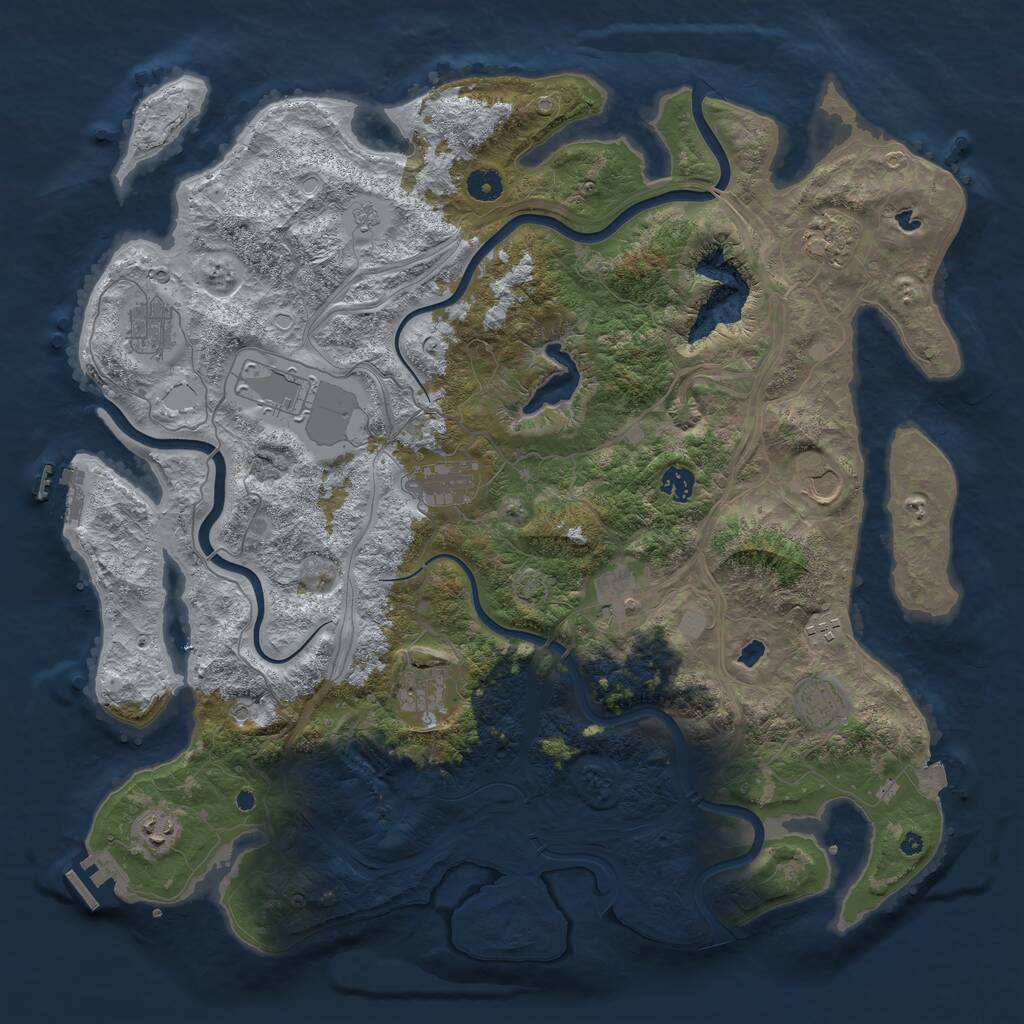 Rust Map: Procedural Map, Size: 4500, Seed: 1828764, 17 Monuments