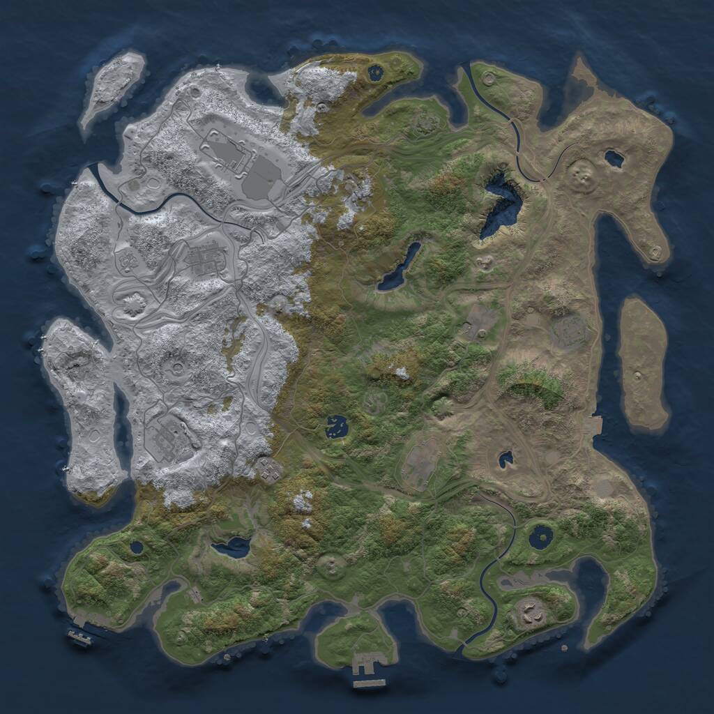 Rust Map: Procedural Map, Size: 4500, Seed: 1828764, 16 Monuments