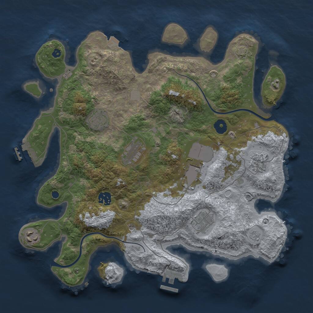 Rust Map: Procedural Map, Size: 3500, Seed: 12435561, 13 Monuments