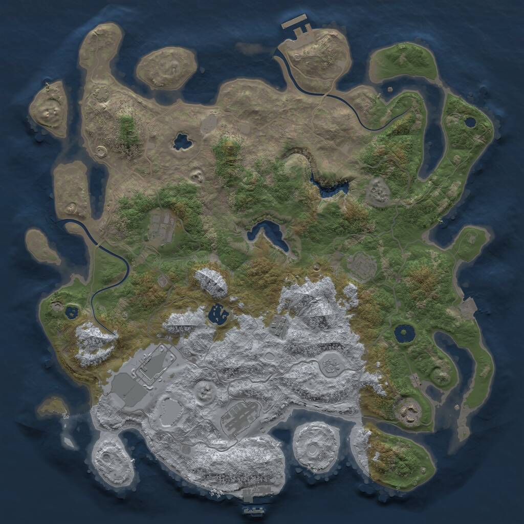 Rust Map: Procedural Map, Size: 4000, Seed: 3489, 12 Monuments