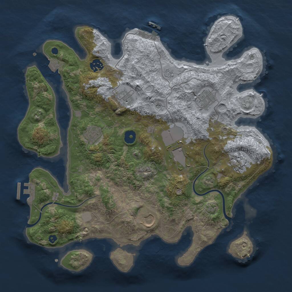 Rust Map: Procedural Map, Size: 3500, Seed: 1132199825, 13 Monuments