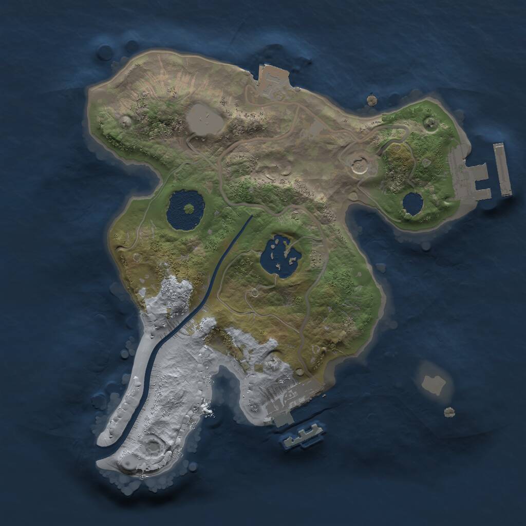 Rust Map: Procedural Map, Size: 2000, Seed: 31578, 5 Monuments