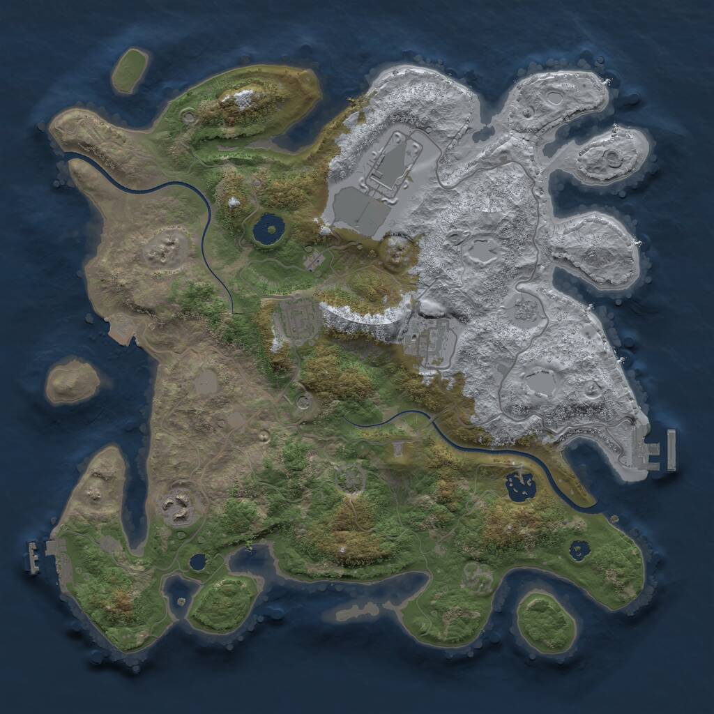 Rust Map: Procedural Map, Size: 3500, Seed: 1602158125, 11 Monuments