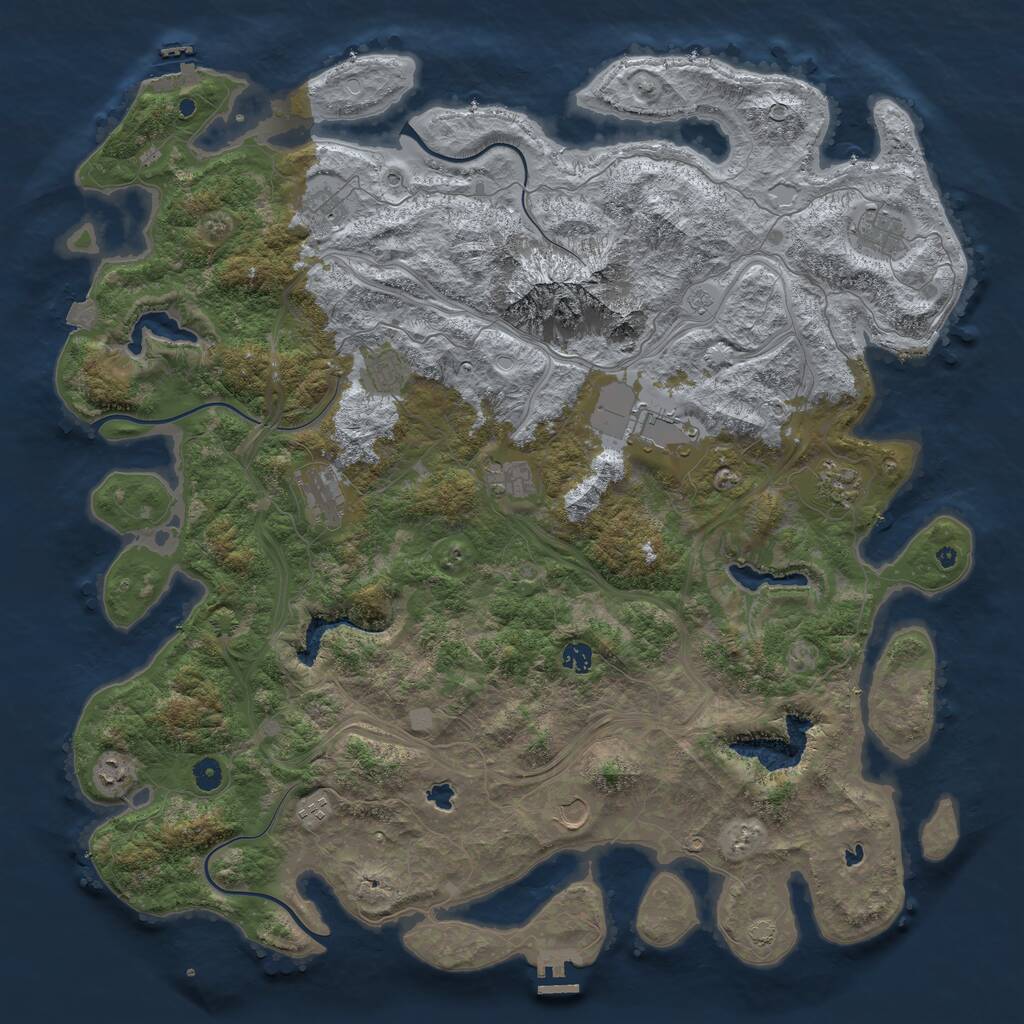 Rust Map: Procedural Map, Size: 5000, Seed: 1212490221, 17 Monuments