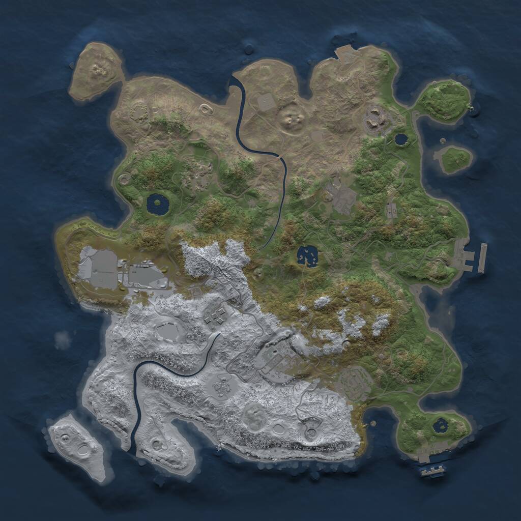 Rust Map: Procedural Map, Size: 3500, Seed: 695244208, 14 Monuments