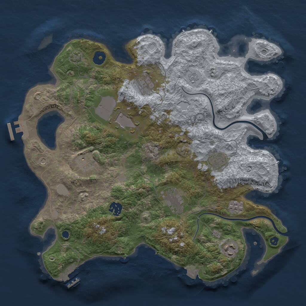 Rust Map: Procedural Map, Size: 3500, Seed: 1050131843, 14 Monuments