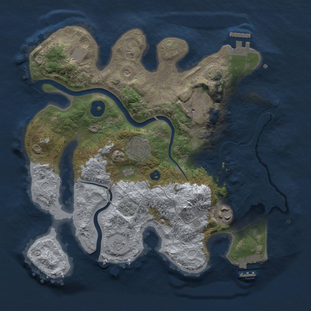 Rust Map: Procedural Map, Size: 3000, Seed: 18759, 10 Monuments