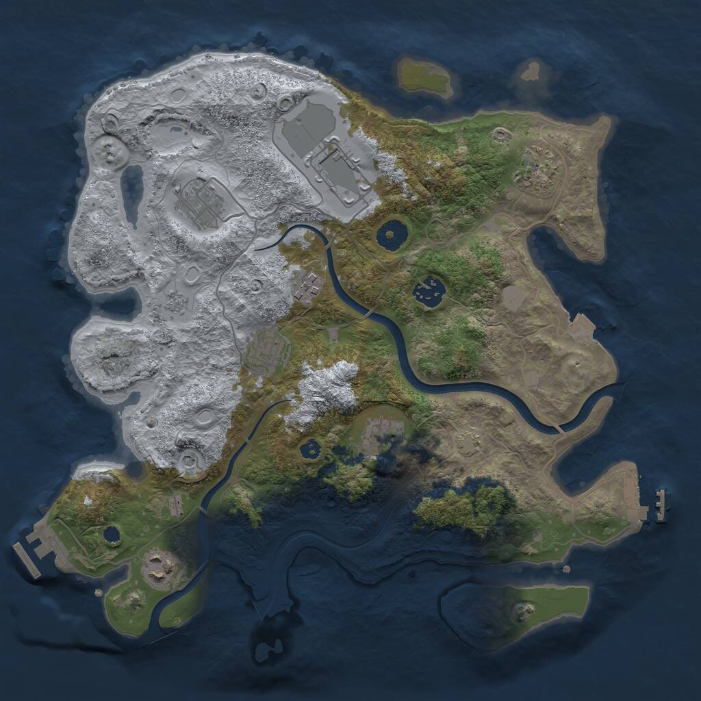 Rust Map: Procedural Map, Size: 3500, Seed: 1269236626, 14 Monuments