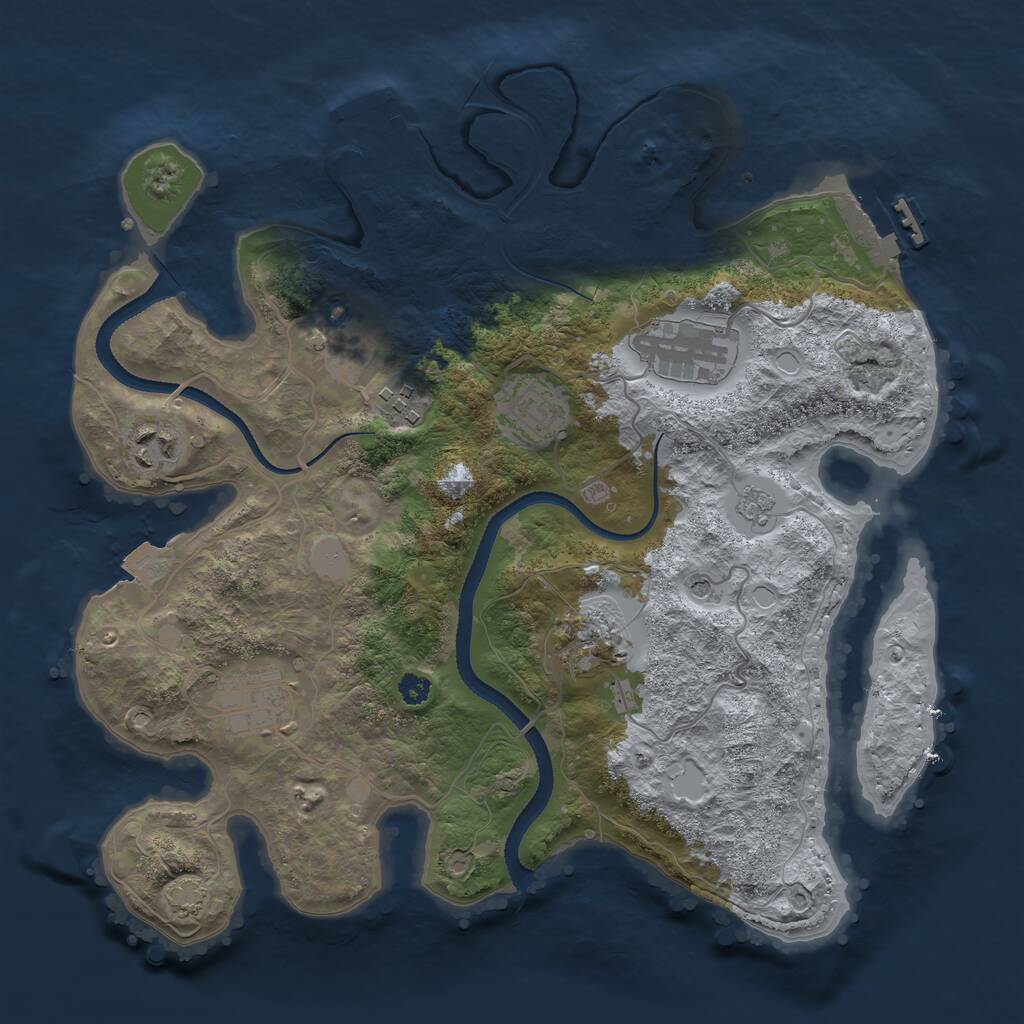 Rust Map: Procedural Map, Size: 3250, Seed: 1302861322, 13 Monuments