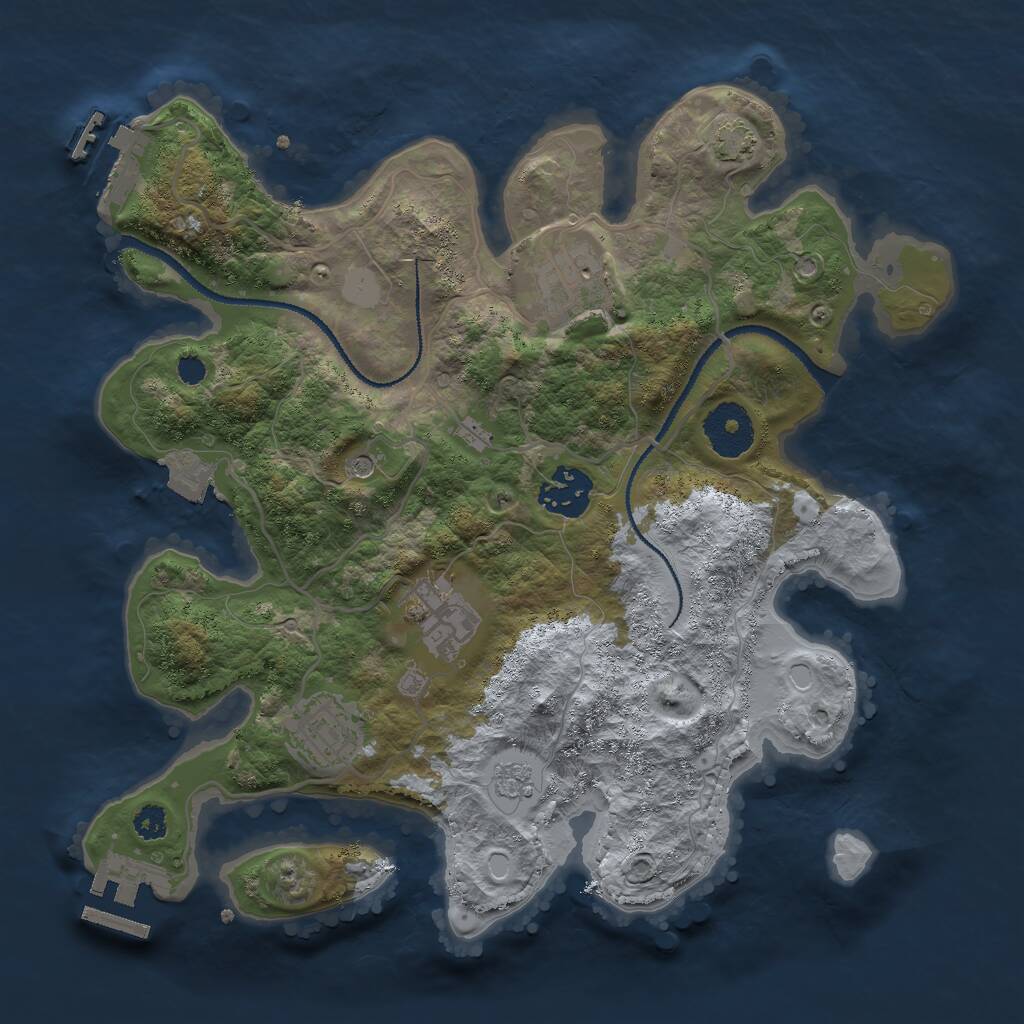Rust Map: Procedural Map, Size: 3000, Seed: 159361085, 10 Monuments