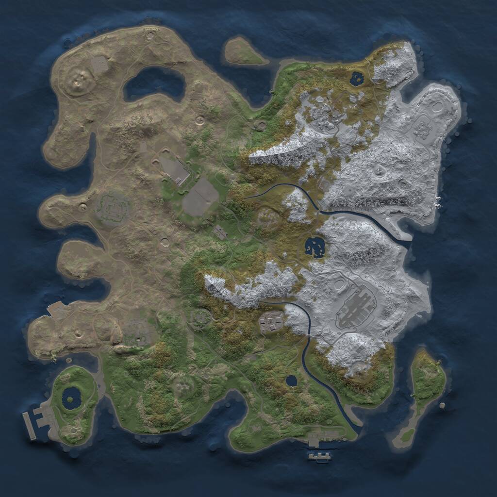 Rust Map: Procedural Map, Size: 3500, Seed: 546610553, 13 Monuments